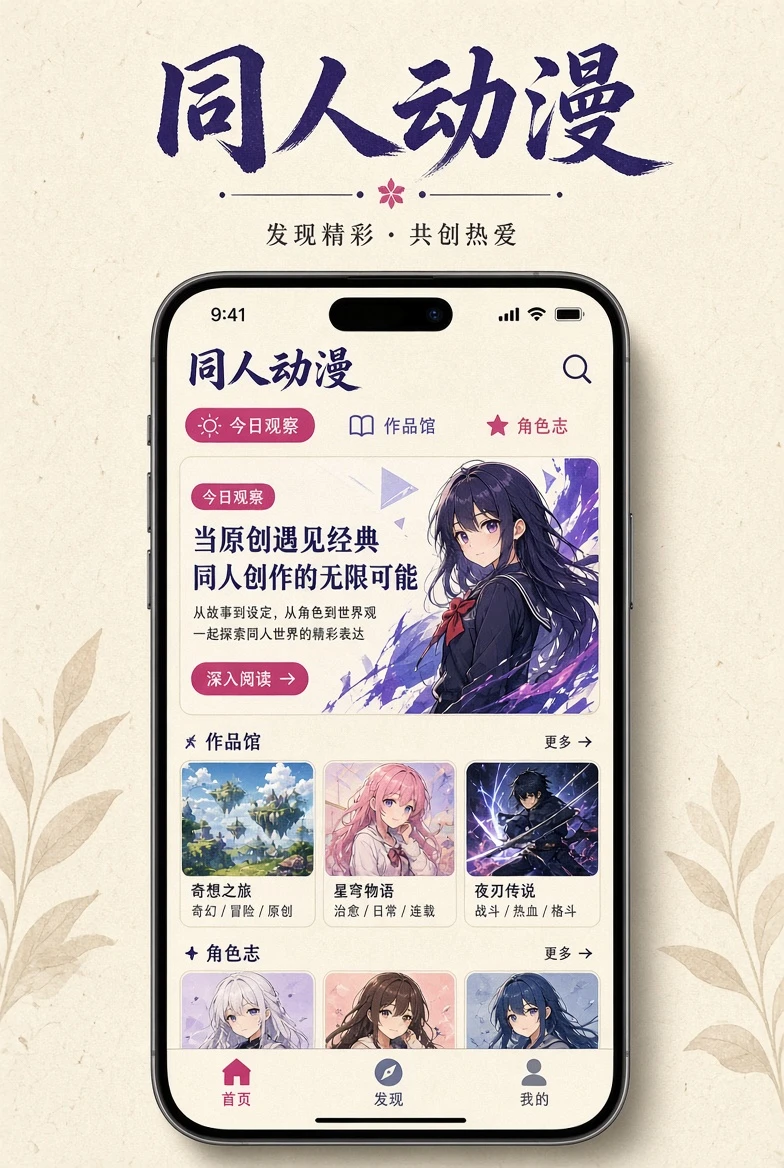同人动漫APP移动阅读示意